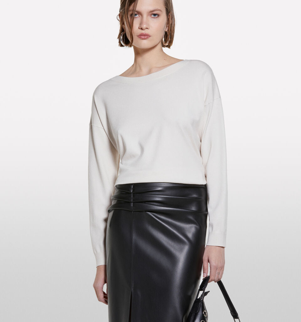 Maglia con scollo a barca bianco panna - null - Grigio Chiaro | Sisley image number 4